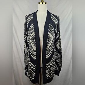 Forever 21 Aztec Print Cardigan Black N White Sz M Boho Hippie Cottagecore